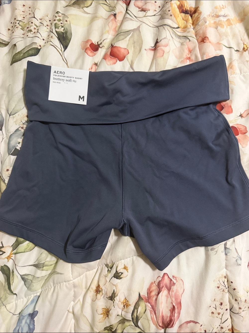 Aeropostale Navy Blue Women's Fold-Over Waist Athletic Shorts